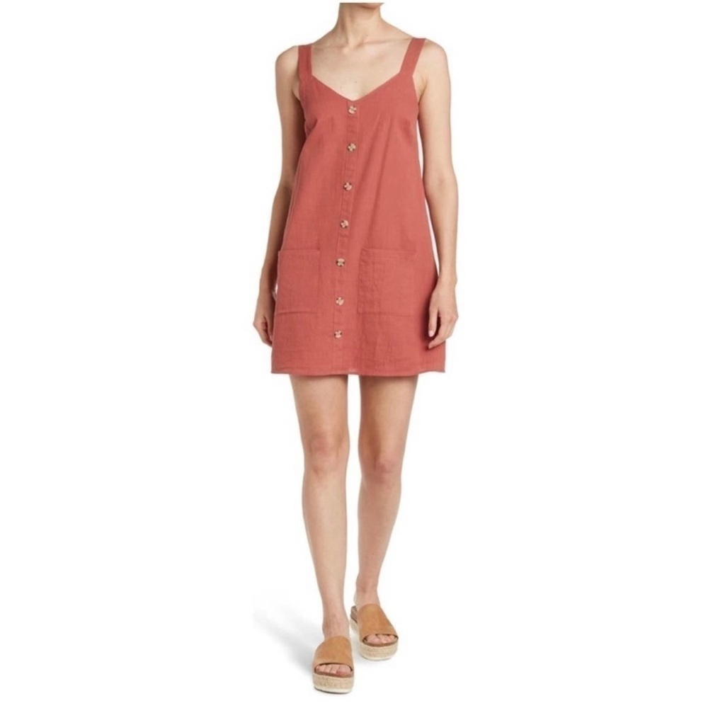 BB Dakota Steve Madden Easy A Button Front Tank Dress in Clay Small